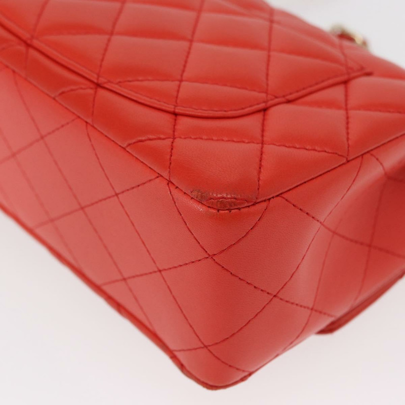 【日本直送】香奈兒 Matelasse 20 鏈條肩背包，羊皮材質，橙色金色雙C標誌，正品編號 142986SAM-17