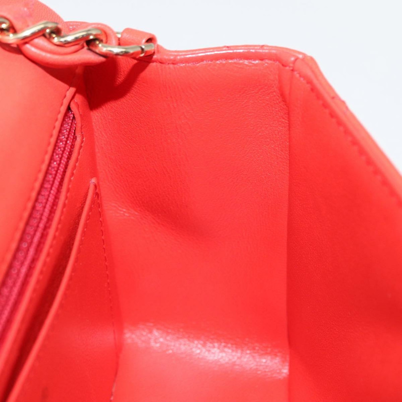 【日本直送】香奈兒 Matelasse 20 鏈條肩背包，羊皮材質，橙色金色雙C標誌，正品編號 142986SAM-24