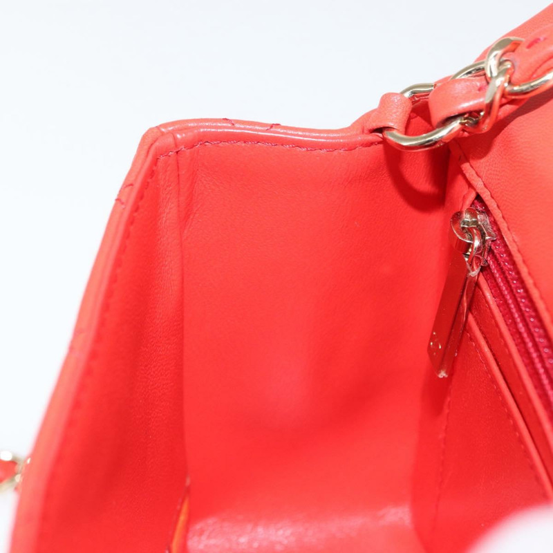 【日本直送】香奈兒 Matelasse 20 鏈條肩背包，羊皮材質，橙色金色雙C標誌，正品編號 142986SAM-25