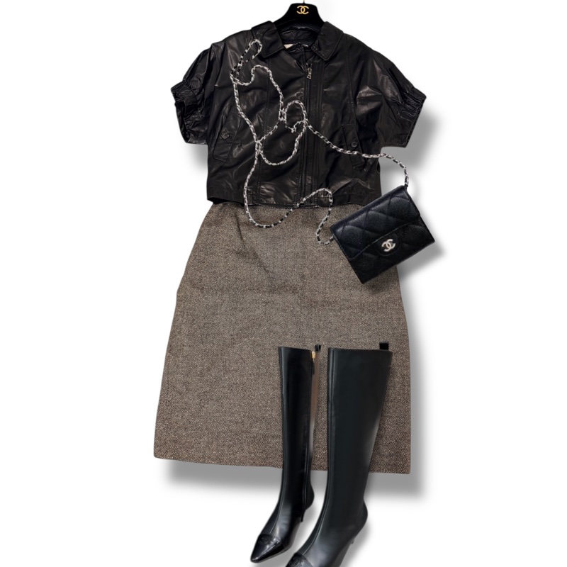 🍒PRADA Vintage黑色短袖拉鍊皮外套size:44/2F251204-1-2