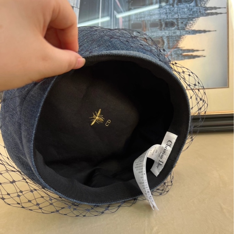 Dior牛仔網紗貝雷帽56碼 99新-5