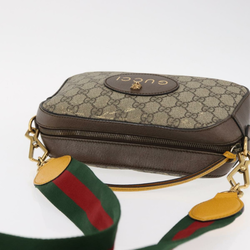 【日本直送】GUCCI GG Supreme Web Sherry Line Messenger Bag Neo Vintage PVC Beige Auth gh1236-5