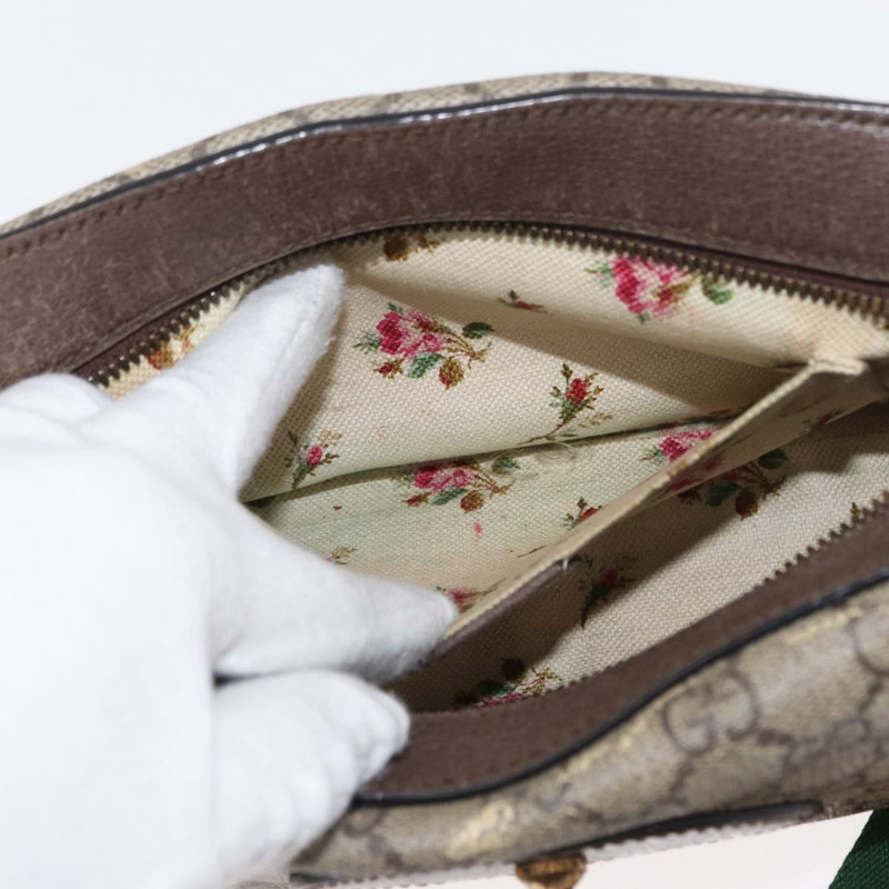 【日本直送】GUCCI GG Supreme Web Sherry Line Messenger Bag Neo Vintage PVC Beige Auth gh1236-21