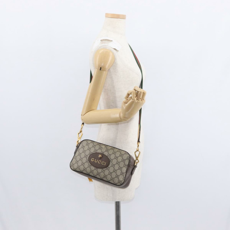 【日本直送】GUCCI GG Supreme Web Sherry Line Messenger Bag Neo Vintage PVC Beige Auth gh1236-22