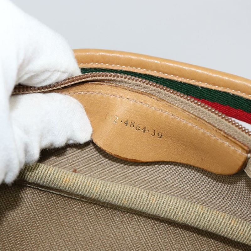 【日本直送】GUCCI Micro GG Supreme Web Sherry Line Bag PVC Beige 012 4864 39 Auth 152930-11