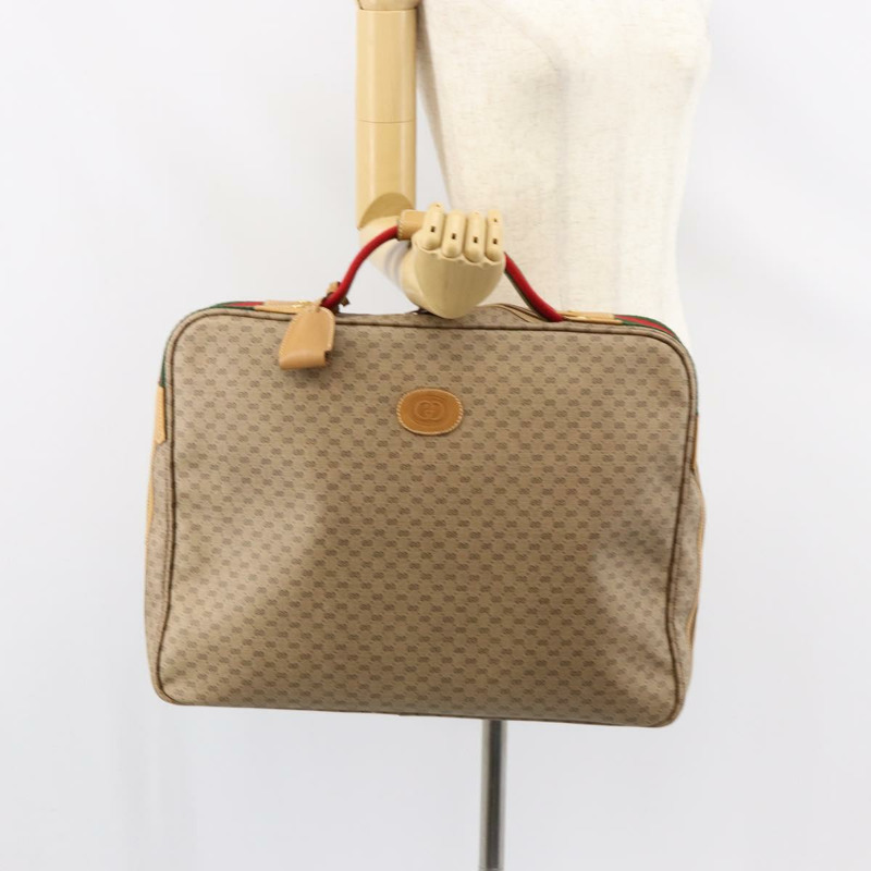 【日本直送】GUCCI Micro GG Supreme Web Sherry Line Bag PVC Beige 012 4864 39 Auth 152930-23