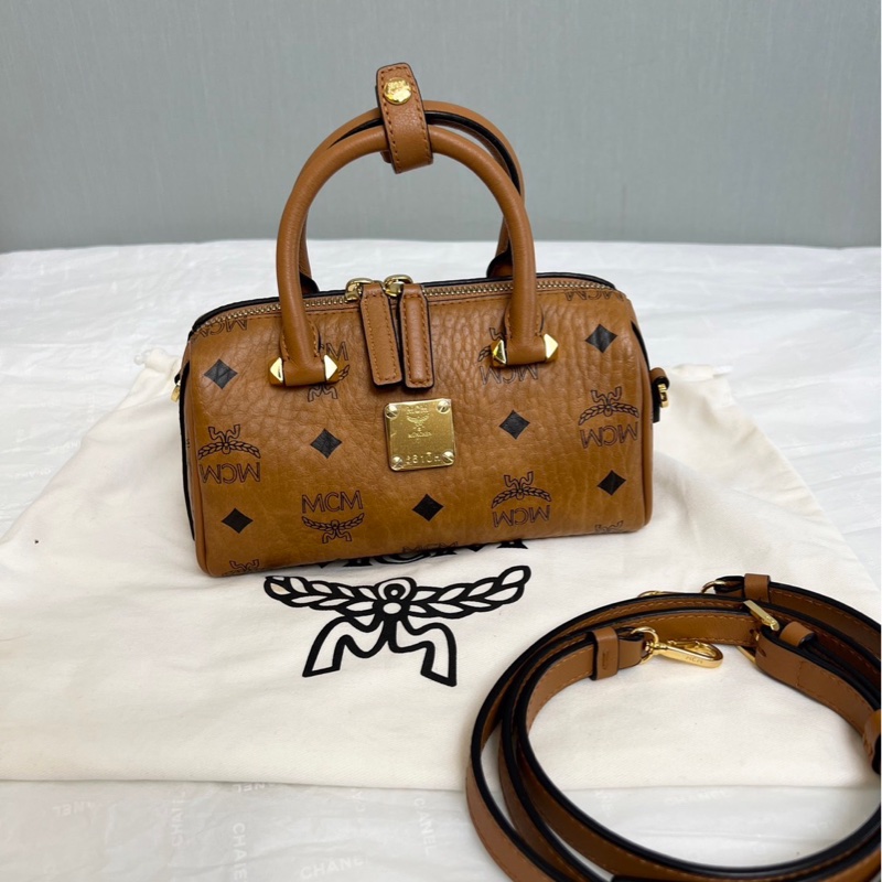 Mcm干邑色波士頓包18*8*9.5 99新配件塵袋-2