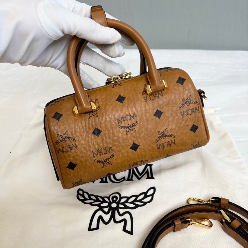 Mcm干邑色波士頓包18*8*9.5 99新配件塵袋-5