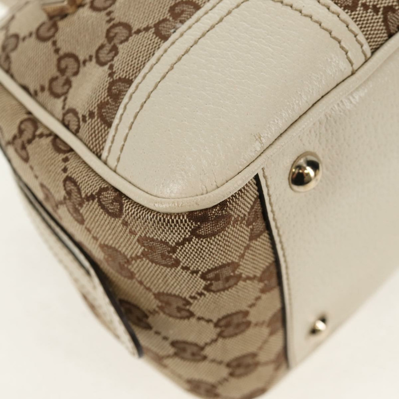 【日本直送】GUCCI Pretty GG帆布織帶雪莉系列手提包 米色/金色 161720 正品 yk19624V-14