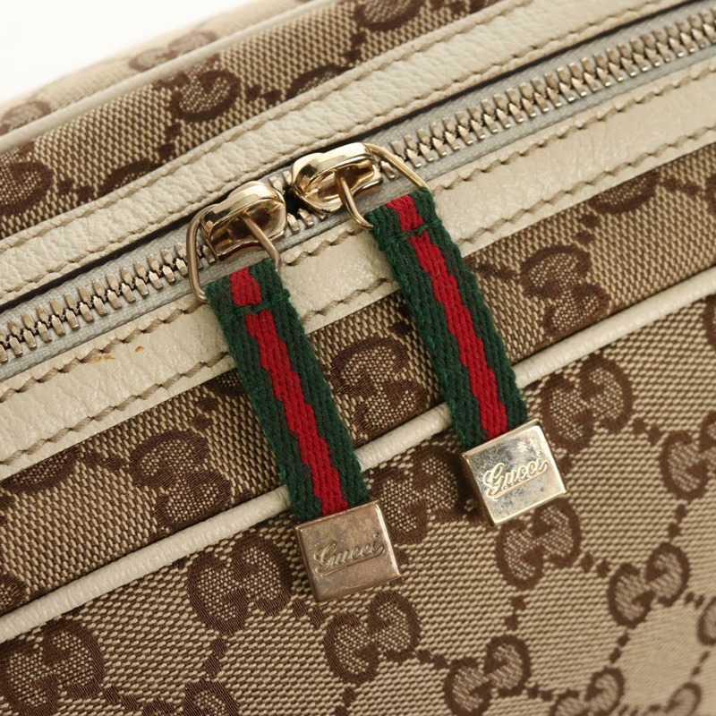 【日本直送】GUCCI Pretty GG帆布織帶雪莉系列手提包 米色/金色 161720 正品 yk19624V-18
