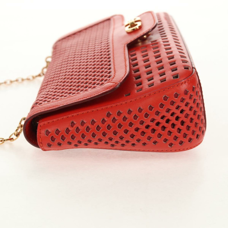 【日本直送】Salvatore Ferragamo 鏈條單肩包 皮革 紅色 金色 正品 148629V-2