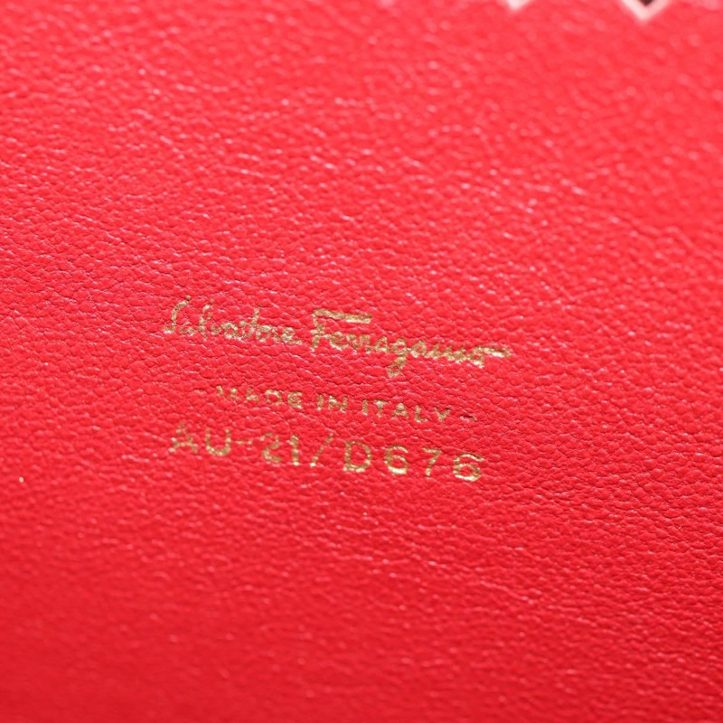 【日本直送】Salvatore Ferragamo 鏈條單肩包 皮革 紅色 金色 正品 148629V-10