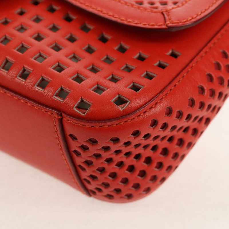 【日本直送】Salvatore Ferragamo 鏈條單肩包 皮革 紅色 金色 正品 148629V-15