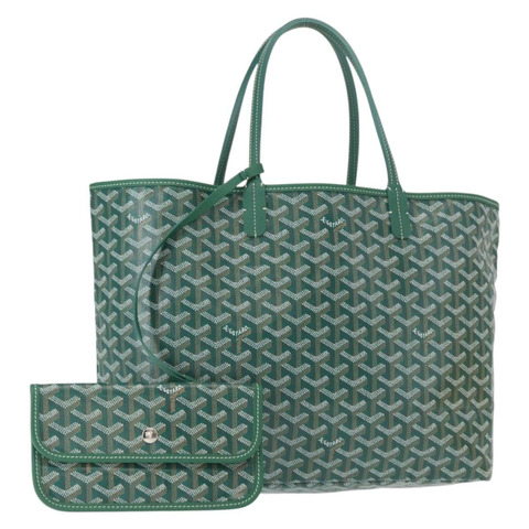 GOYARD 人字紋 Saint Louis PM 手提包 PVC 綠色 正品 151376SM