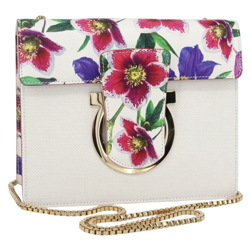 【日本直送】Salvatore Ferragamo Chain Gancini 帆布多色金色包包，正品編號 154076SAM-0