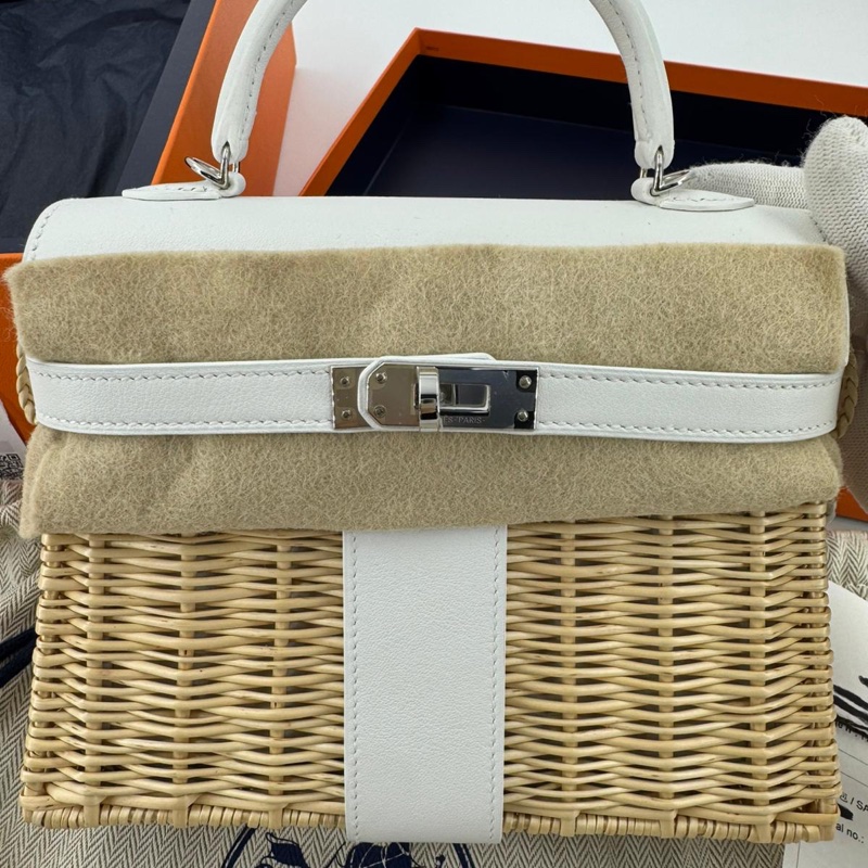 HERMÈS Kelly 20 Wicker Swift Picnic Mini Handbag-1