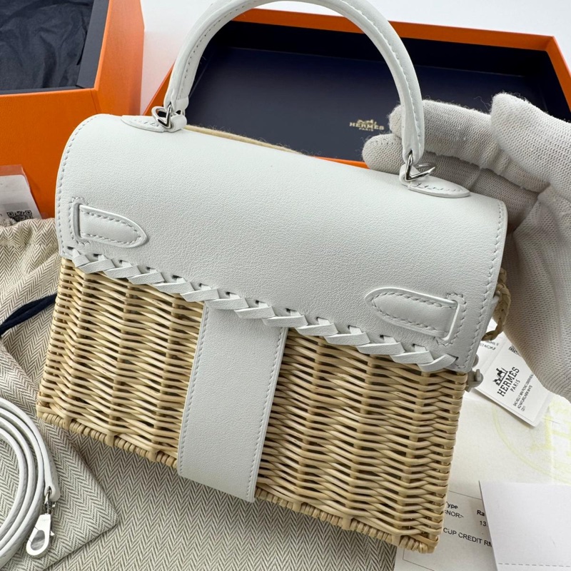HERMÈS Kelly 20 Wicker Swift Picnic Mini Handbag-2