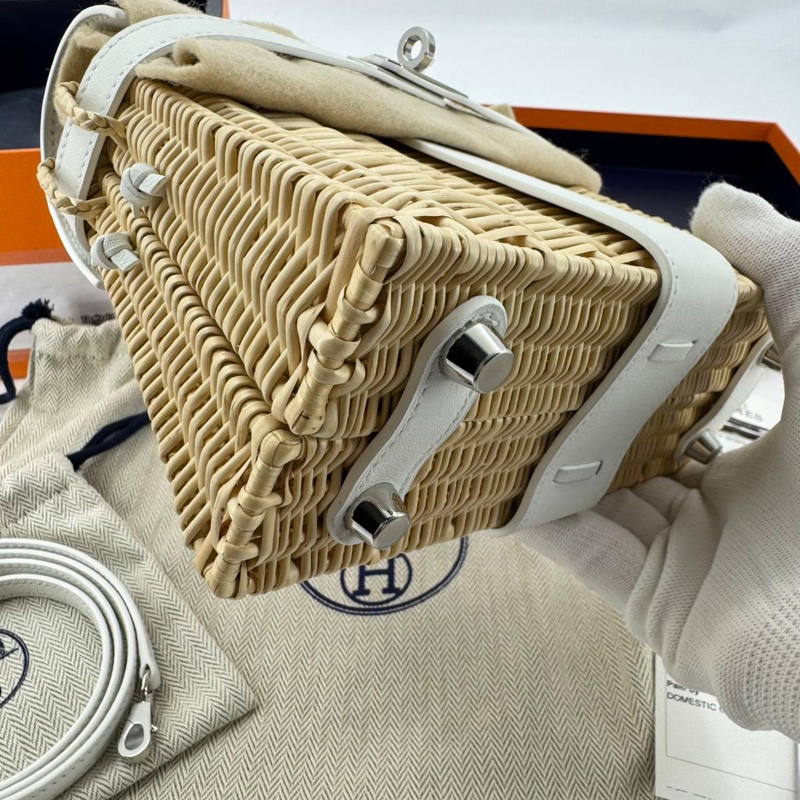 HERMÈS Kelly 20 Wicker Swift Picnic Mini Handbag-7