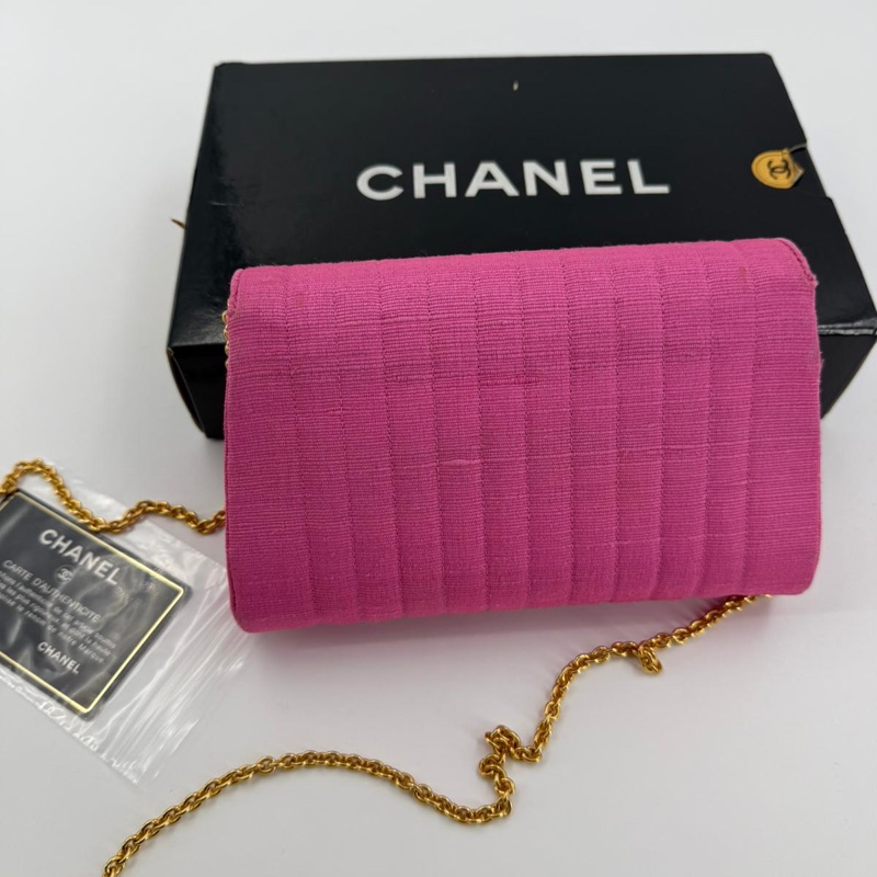 Chanel Vintage Quilted Canvas Rhinestone Pink Flap Bag-1