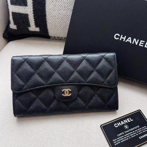 Chanel · 經典荔枝牛皮金釦翻蓋長夾 #全網最低價