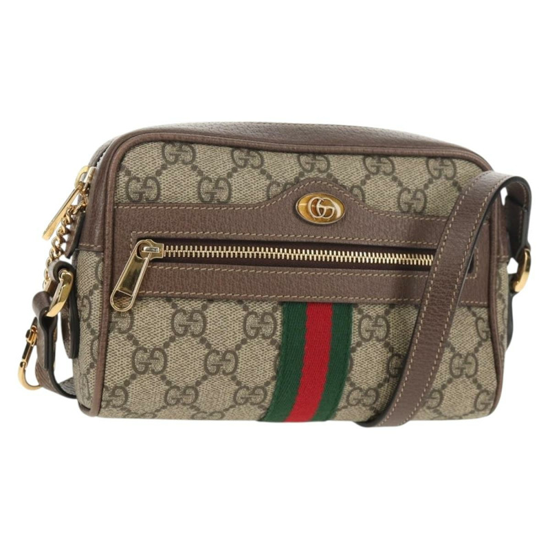 【日本直送】GUCCI Ophidia GG Supreme Web Sherry Line Bag PVC Beige 517350 Auth yk19604M-0