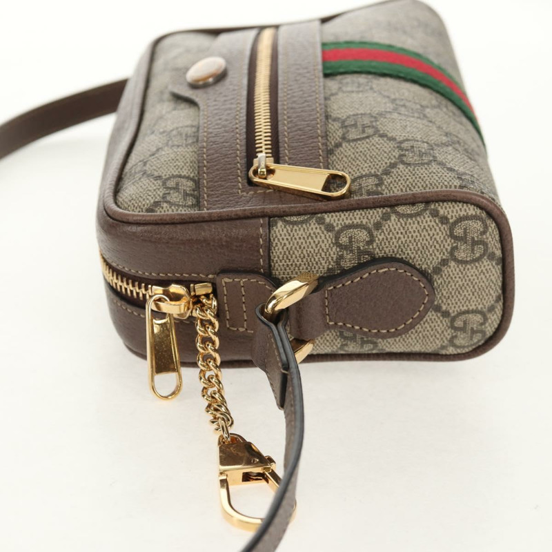 【日本直送】GUCCI Ophidia GG Supreme Web Sherry Line Bag PVC Beige 517350 Auth yk19604M-2