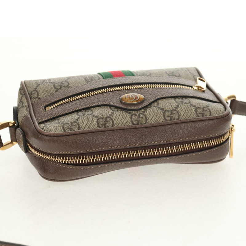 【日本直送】GUCCI Ophidia GG Supreme Web Sherry Line Bag PVC Beige 517350 Auth yk19604M-5