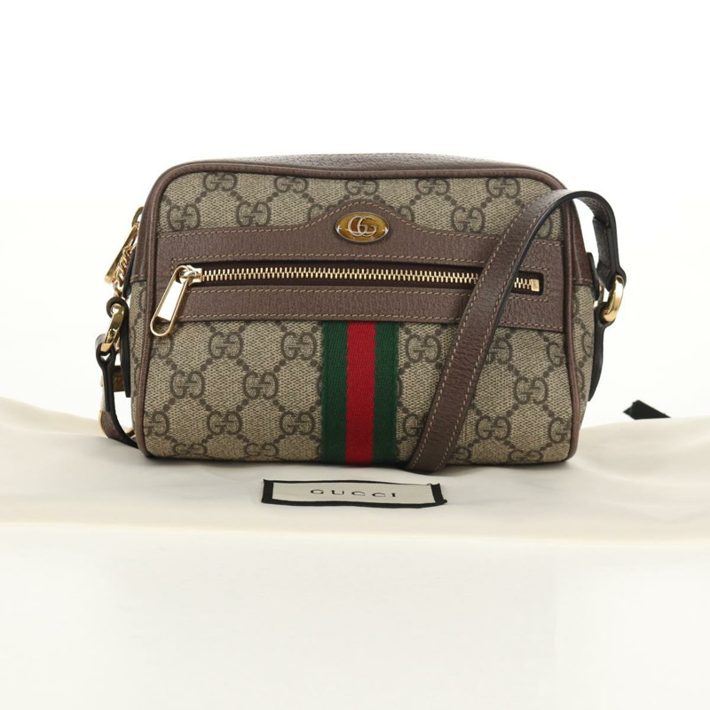 【日本直送】GUCCI Ophidia GG Supreme Web Sherry Line Bag PVC Beige 517350 Auth yk19604M-11
