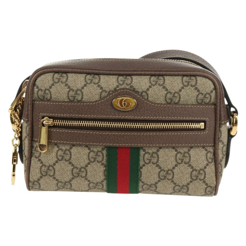 【日本直送】GUCCI Ophidia GG Supreme Web Sherry Line Bag PVC Beige 517350 Auth yk19604M-12