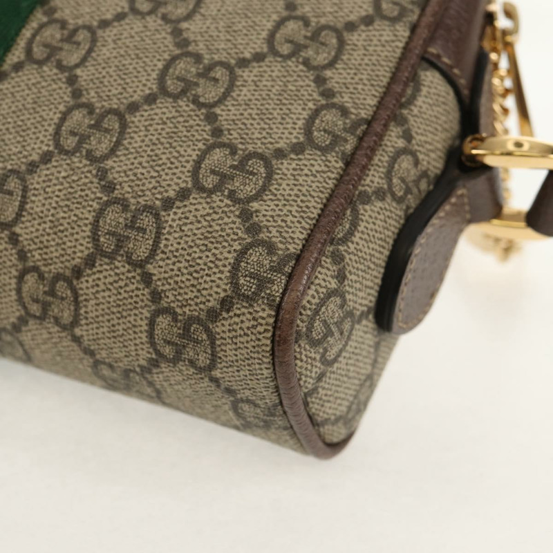 【日本直送】GUCCI Ophidia GG Supreme Web Sherry Line Bag PVC Beige 517350 Auth yk19604M-17