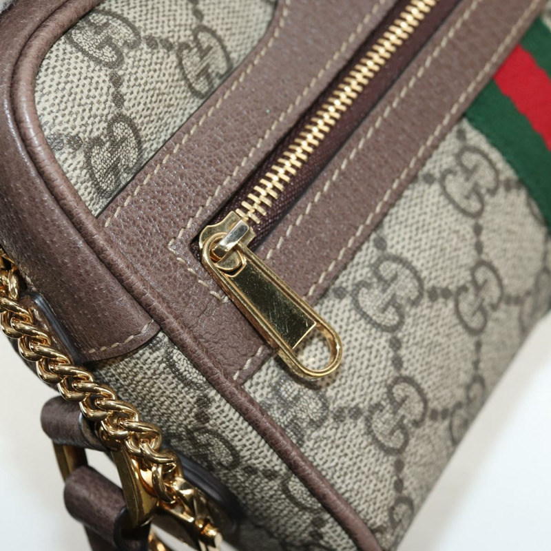 【日本直送】GUCCI Ophidia GG Supreme Web Sherry Line Bag PVC Beige 517350 Auth yk19604M-24