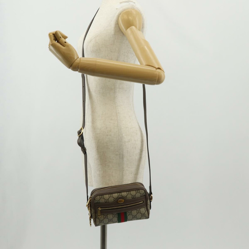 【日本直送】GUCCI Ophidia GG Supreme Web Sherry Line Bag PVC Beige 517350 Auth yk19604M-26