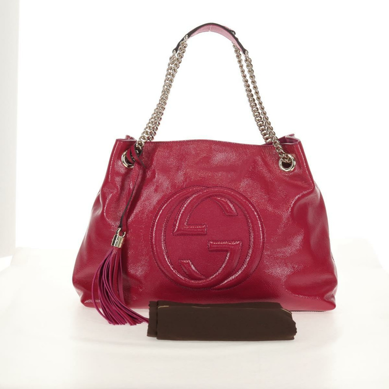 【日本直送】GUCCI 鏈 Soho 單肩包 漆皮 粉金 308982 正品 yk19530V-11