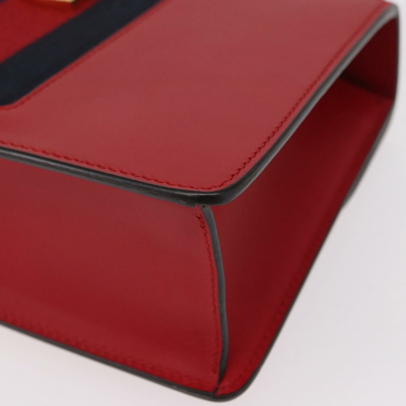 【日本直送】GUCCI Sylvie Sherry Line 單肩包，皮革材質，紅色/金色/海軍藍，貨號 421882，正品編號 154071M-15