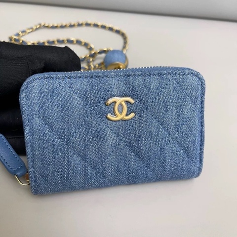 Chanel香奈兒 丹寧牛仔金球mini鏈條包