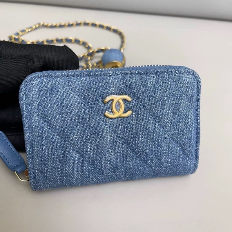 Chanel香奈兒 丹寧牛仔金球mini鏈條包-0