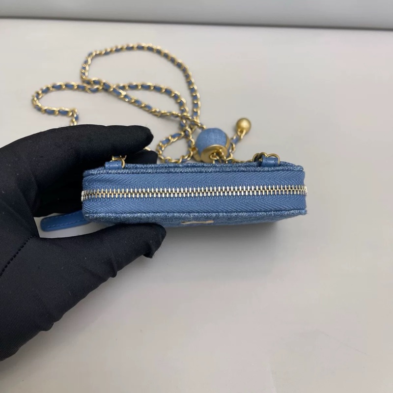Chanel香奈兒 丹寧牛仔金球mini鏈條包-3