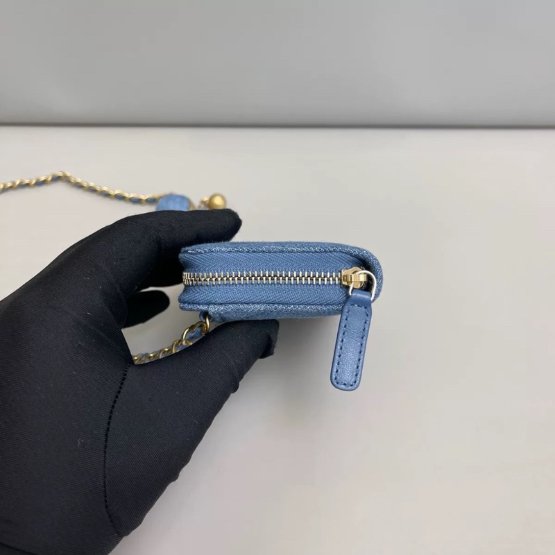 Chanel香奈兒 丹寧牛仔金球mini鏈條包-4