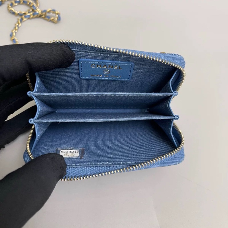 Chanel香奈兒 丹寧牛仔金球mini鏈條包-5