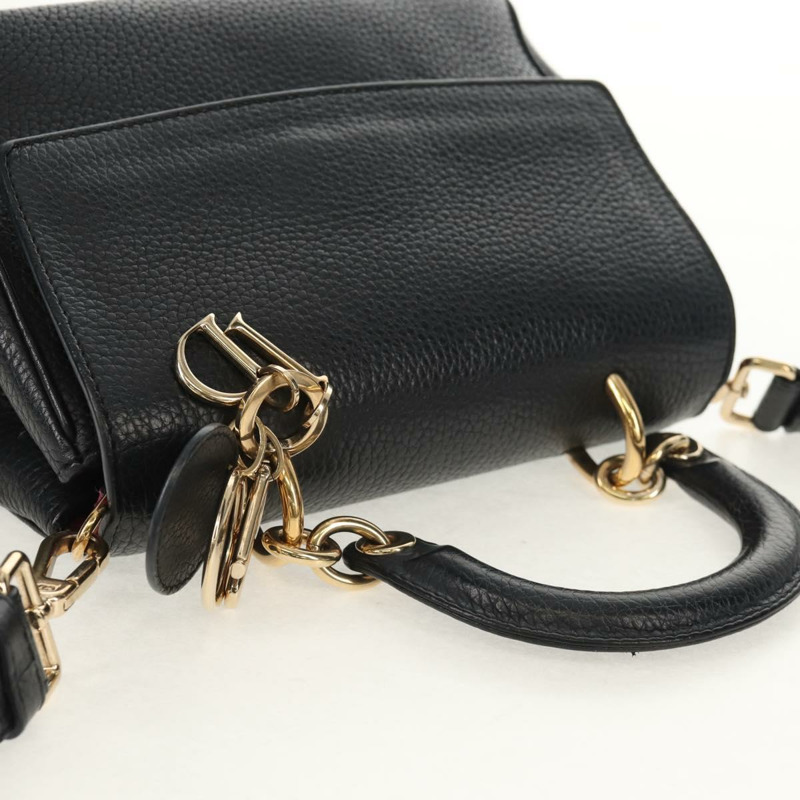 【日本直送】Christian Dior Lady Dior Be Dior 小皮革雙肩包 黑色 金色 Auth 152955AV-5