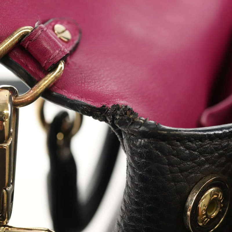 【日本直送】Christian Dior Lady Dior Be Dior 小皮革雙肩包 黑色 金色 Auth 152955AV-8