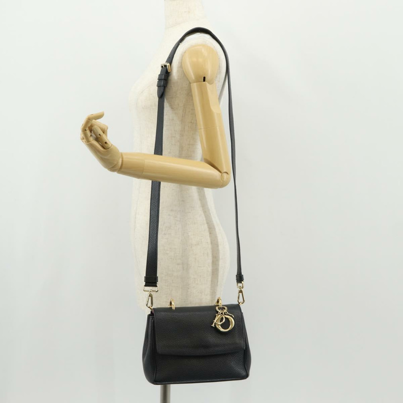 【日本直送】Christian Dior Lady Dior Be Dior 小皮革雙肩包 黑色 金色 Auth 152955AV-31