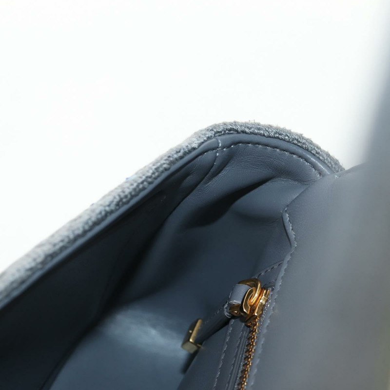 【日本直送】Christian Dior Caro 鏈條肩背包，棉質，灰色，金色，正品，貨號 152452AM-22