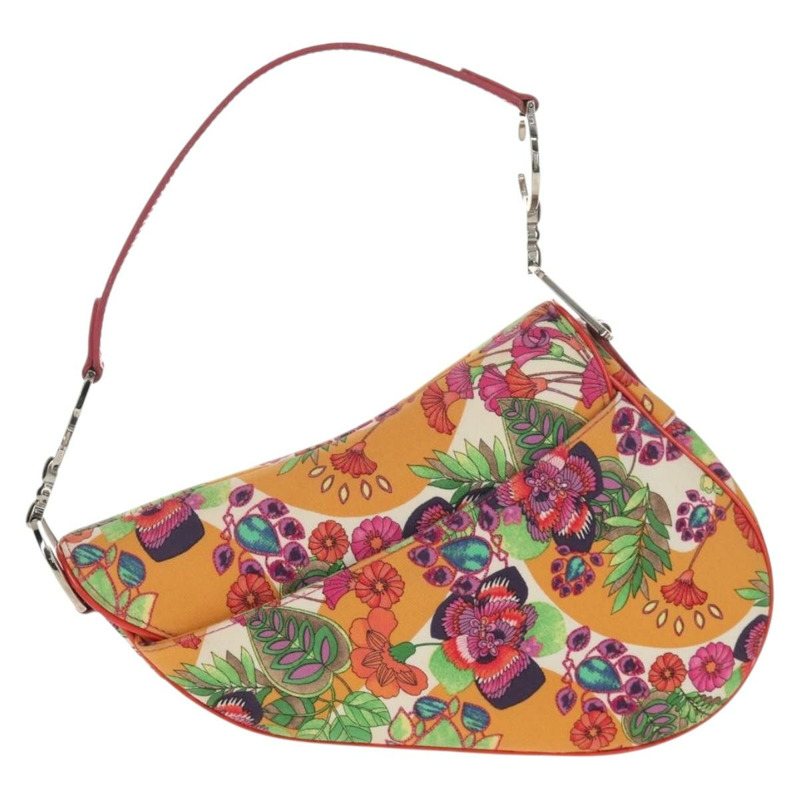 【日本直送】Christian Dior 馬鞍形肩背包 帆布 粉紅色 銀色 正品 153630SAV-1