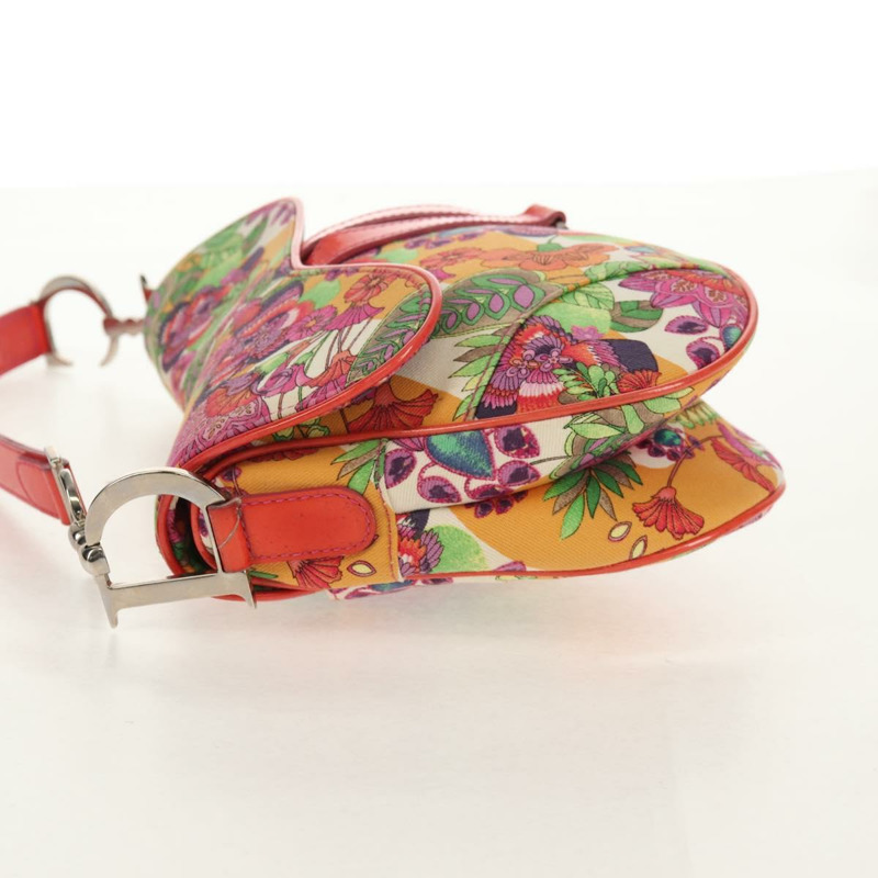 【日本直送】Christian Dior 馬鞍形肩背包 帆布 粉紅色 銀色 正品 153630SAV-2