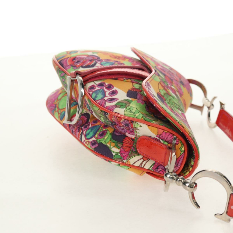 【日本直送】Christian Dior 馬鞍形肩背包 帆布 粉紅色 銀色 正品 153630SAV-3