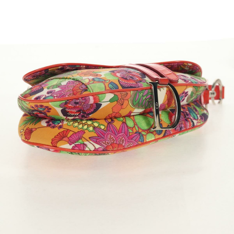 【日本直送】Christian Dior 馬鞍形肩背包 帆布 粉紅色 銀色 正品 153630SAV-4