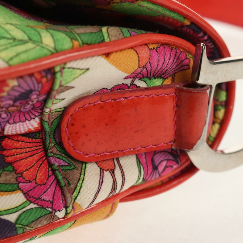 【日本直送】Christian Dior 馬鞍形肩背包 帆布 粉紅色 銀色 正品 153630SAV-7