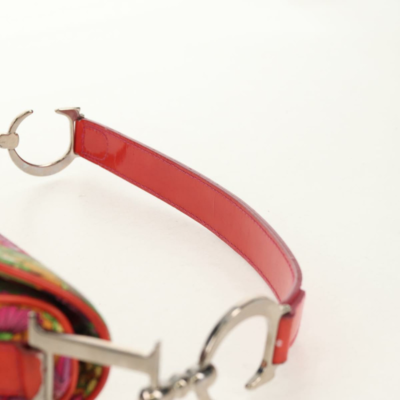 【日本直送】Christian Dior 馬鞍形肩背包 帆布 粉紅色 銀色 正品 153630SAV-14