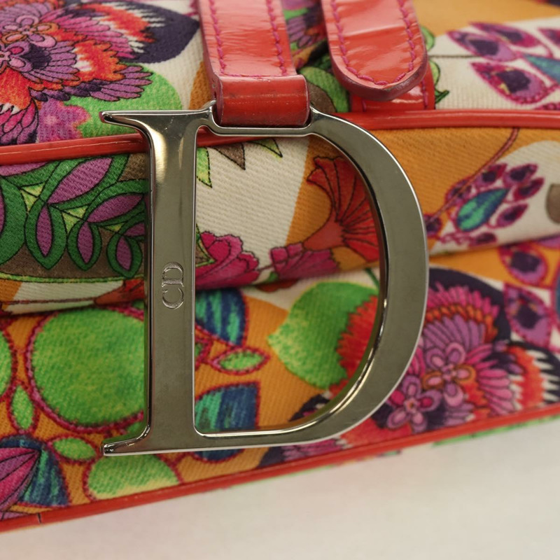 【日本直送】Christian Dior 馬鞍形肩背包 帆布 粉紅色 銀色 正品 153630SAV-20